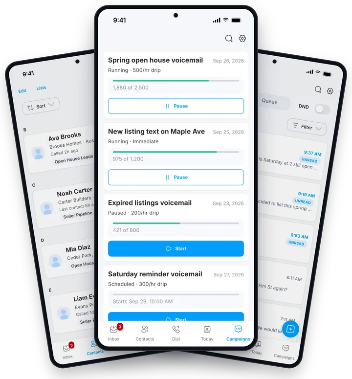Ringless voicemail campaigns on the Drop Cowboy phone app