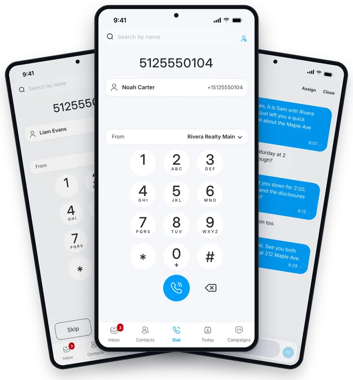 Keypad for calling from a business number in the Drop Cowboy phone app