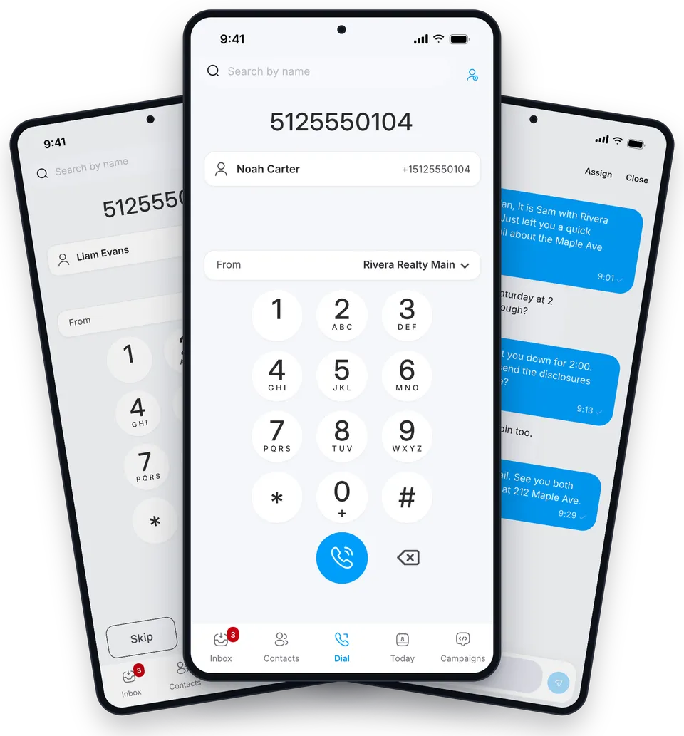 Keypad for calling from a business number in the Drop Cowboy phone app
