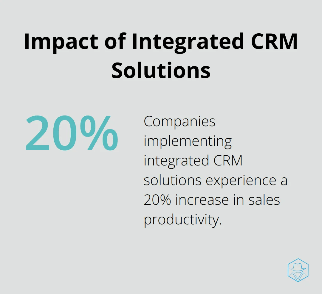 Chart showing 20% increase in sales productivity for companies implementing integrated CRM solutions