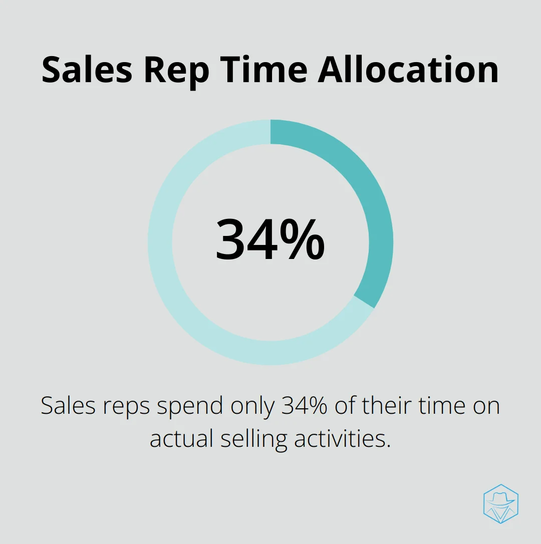 Pie chart showing that sales reps spend only 34% of their time actually selling