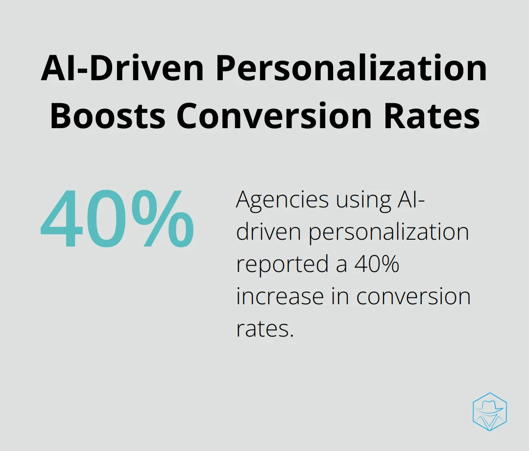 Chart showing 40% increase in conversion rates for agencies using AI-driven personalization