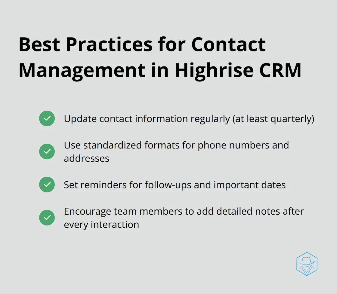 Checklist of best practices for contact management in Highrise CRM
