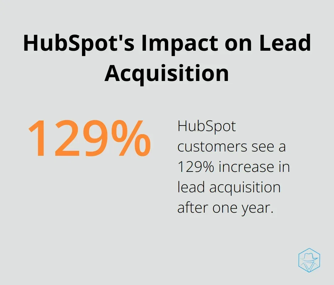 Chart showing 129% increase in lead acquisition after one year of using HubSpot - hubspot vs monday