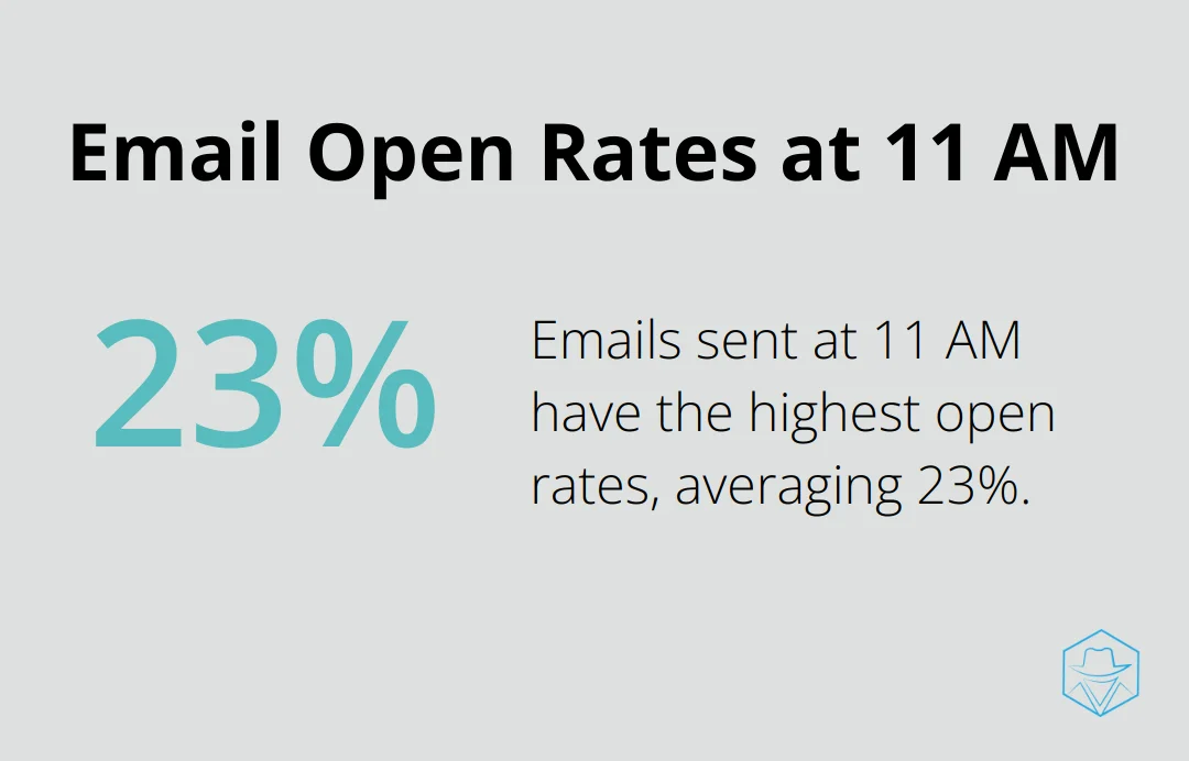 Pie chart showing 23% of emails sent at 11 AM have the highest open rates - Message timing