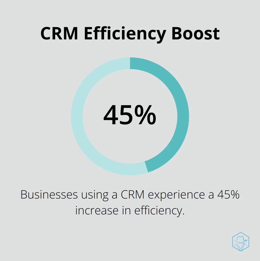 Pie chart illustrating 45% increase in efficiency for businesses using a CRM