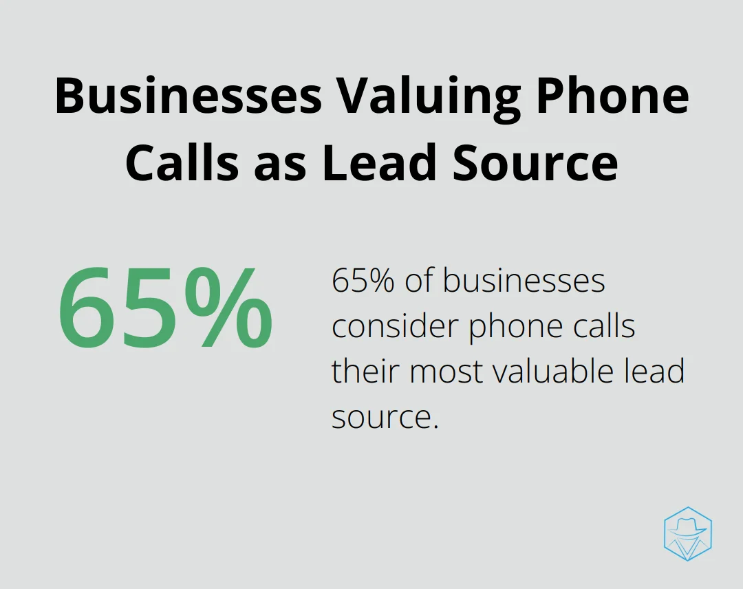 Pie chart showing 65% of businesses consider phone calls their most valuable lead source