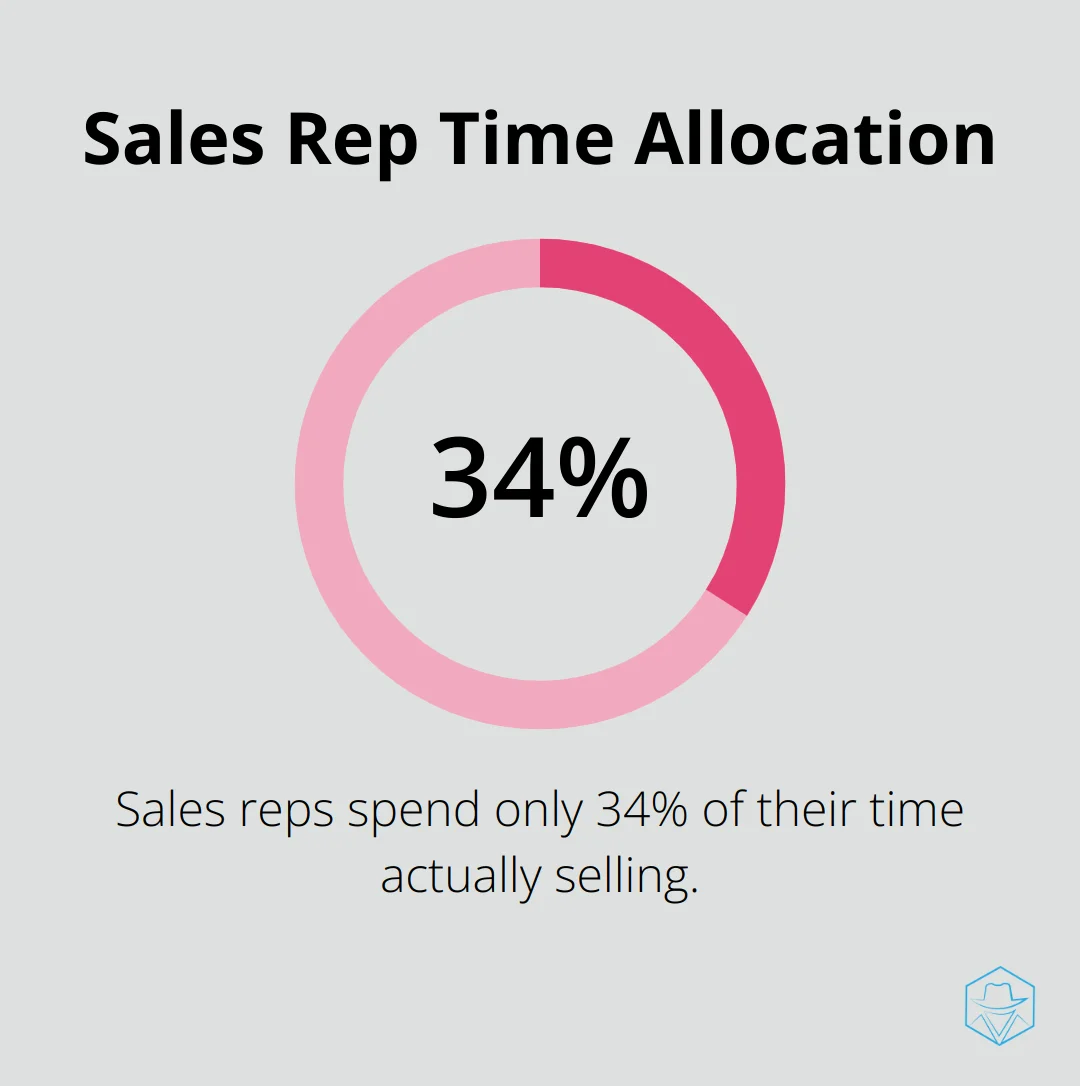 Pie chart showing sales reps spend only 34% of their time selling - pipedrive dialer