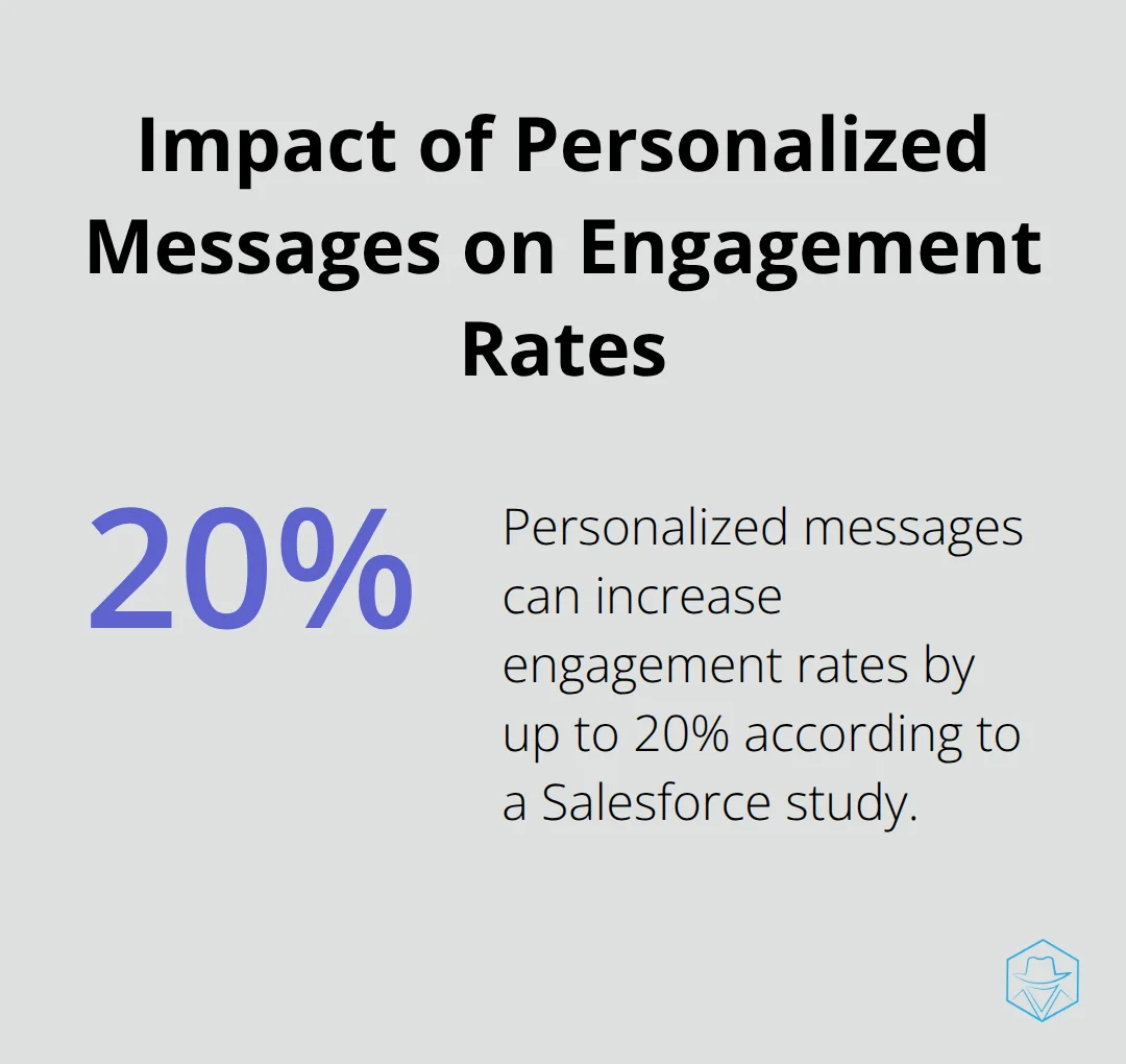 Percentage chart showing that personalized messages can increase engagement rates by up to 20% according to a Salesforce study - Ringless voicemail analytics