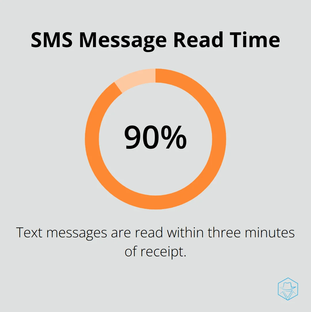 Infographic showing that 90% of text messages are read within three minutes - SMS timing optimization