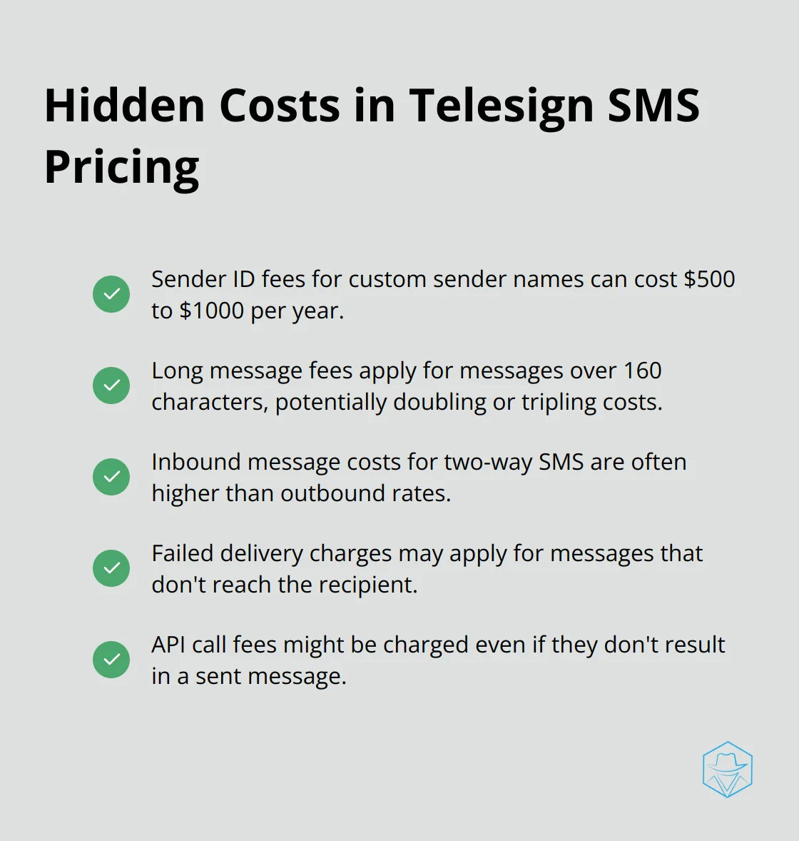 Checklist of hidden costs to consider when using Telesign SMS services