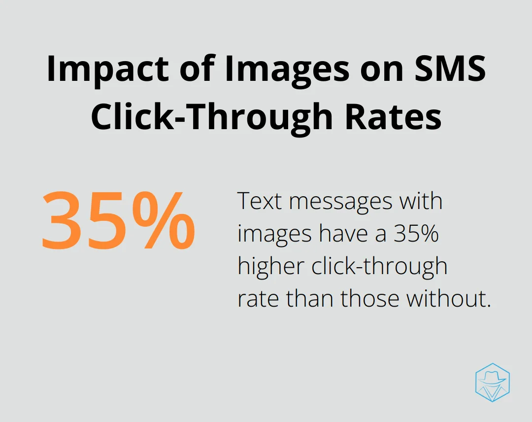 Chart showing 35% higher click-through rate for text messages with images - trumpia texting