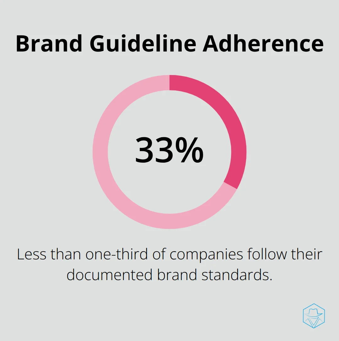 Chart illustrating that less than one-third of companies follow their documented brand standards - Voice brand identity