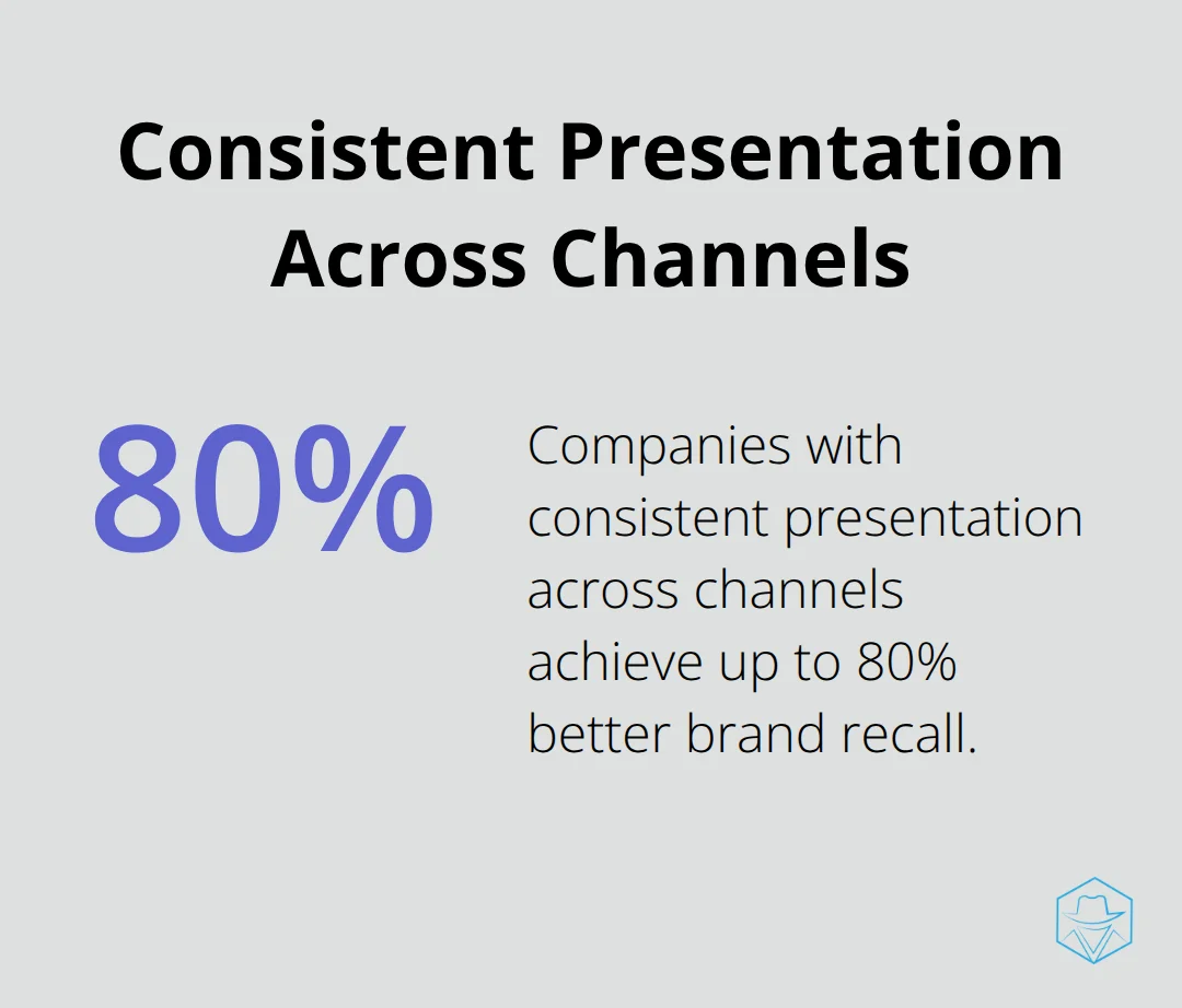 Chart showing 80% better brand recall for companies with consistent presentation across channels