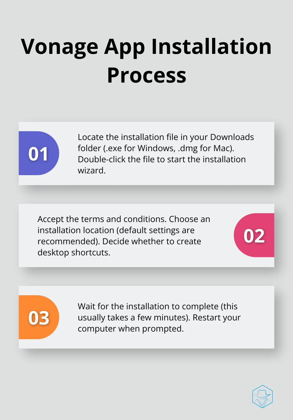 7-step process for installing the Vonage App on your desktop