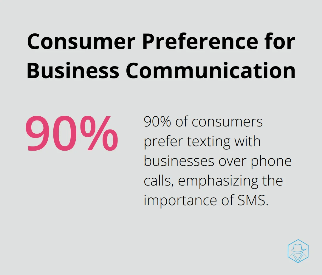 Pie chart showing 90% of consumers prefer texting with businesses over phone calls