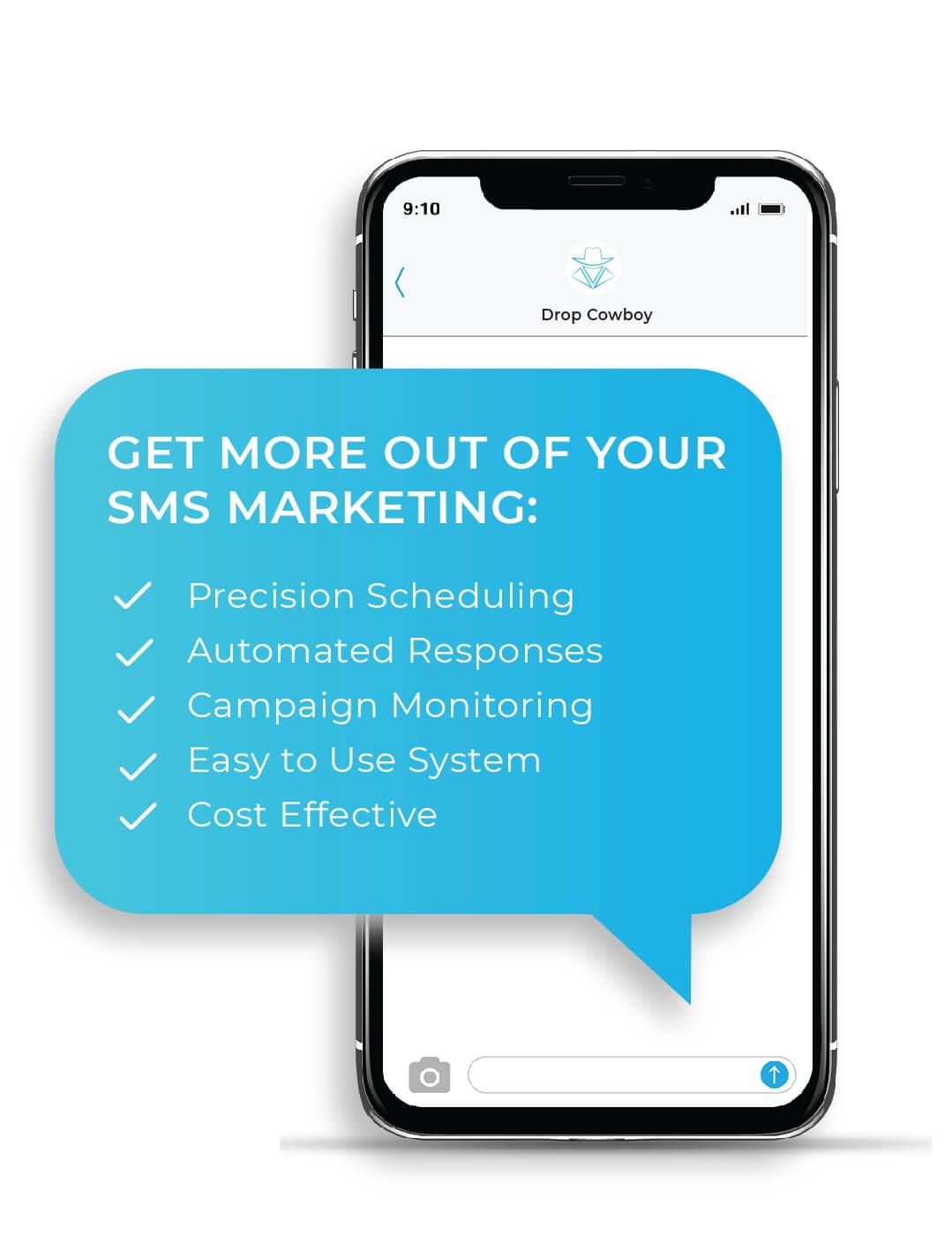 Get more out of your SMS marketing: precision scheduling, automated responses, campaign monitoring, east to use system, cost effective