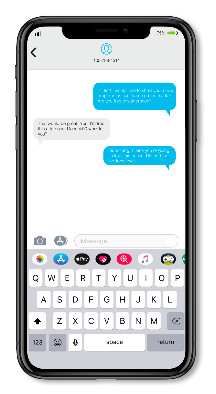 Brivity CRM features iPhone smartphone SMS engagement with customer