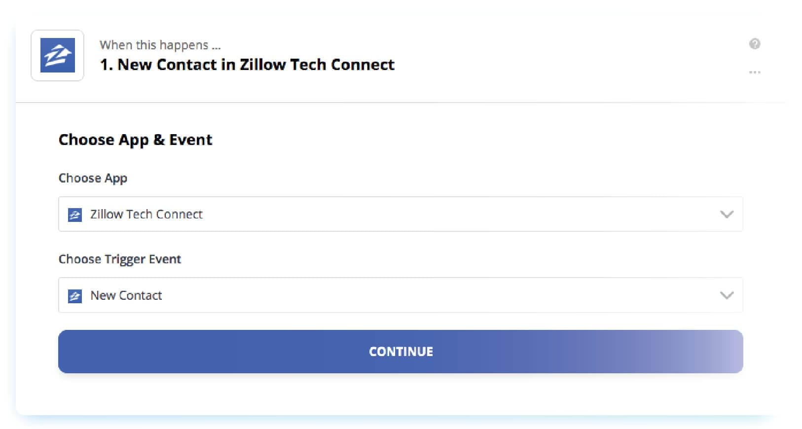 New Contact in Zillow Tech Connect form