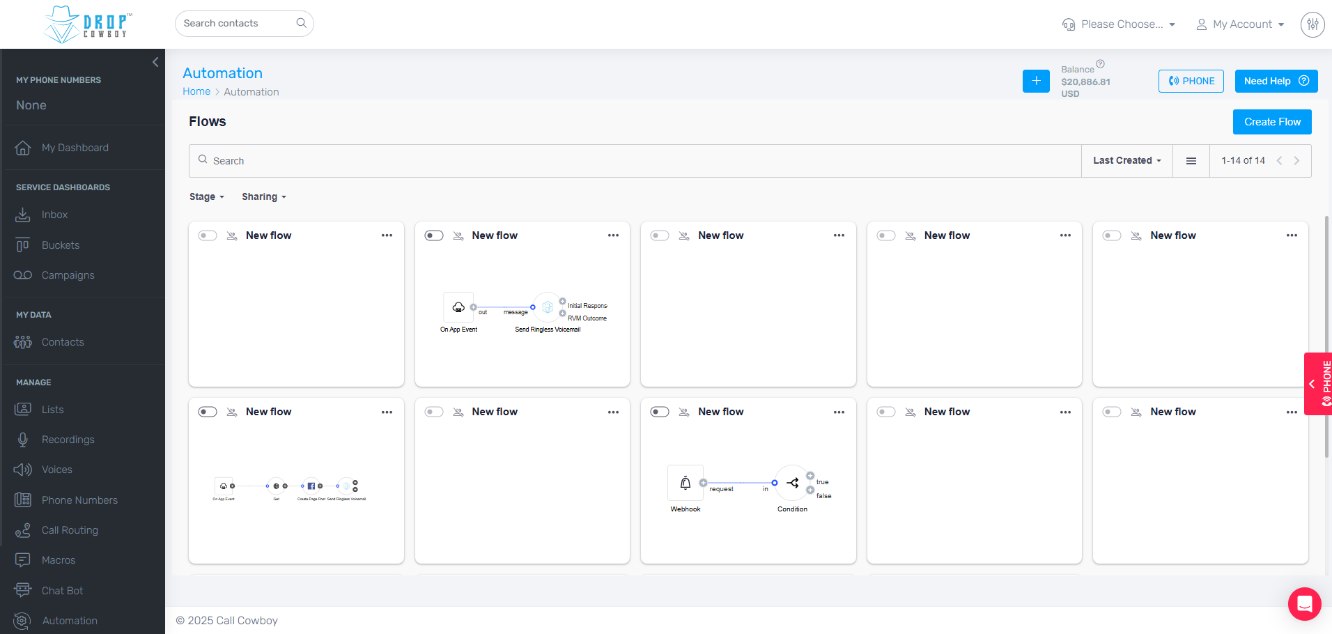 Drop Cowboy trigger configuration interface